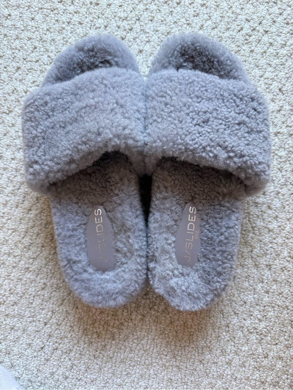 J/Slides NYC Wool Boucle Gray Platform Slippers size 9